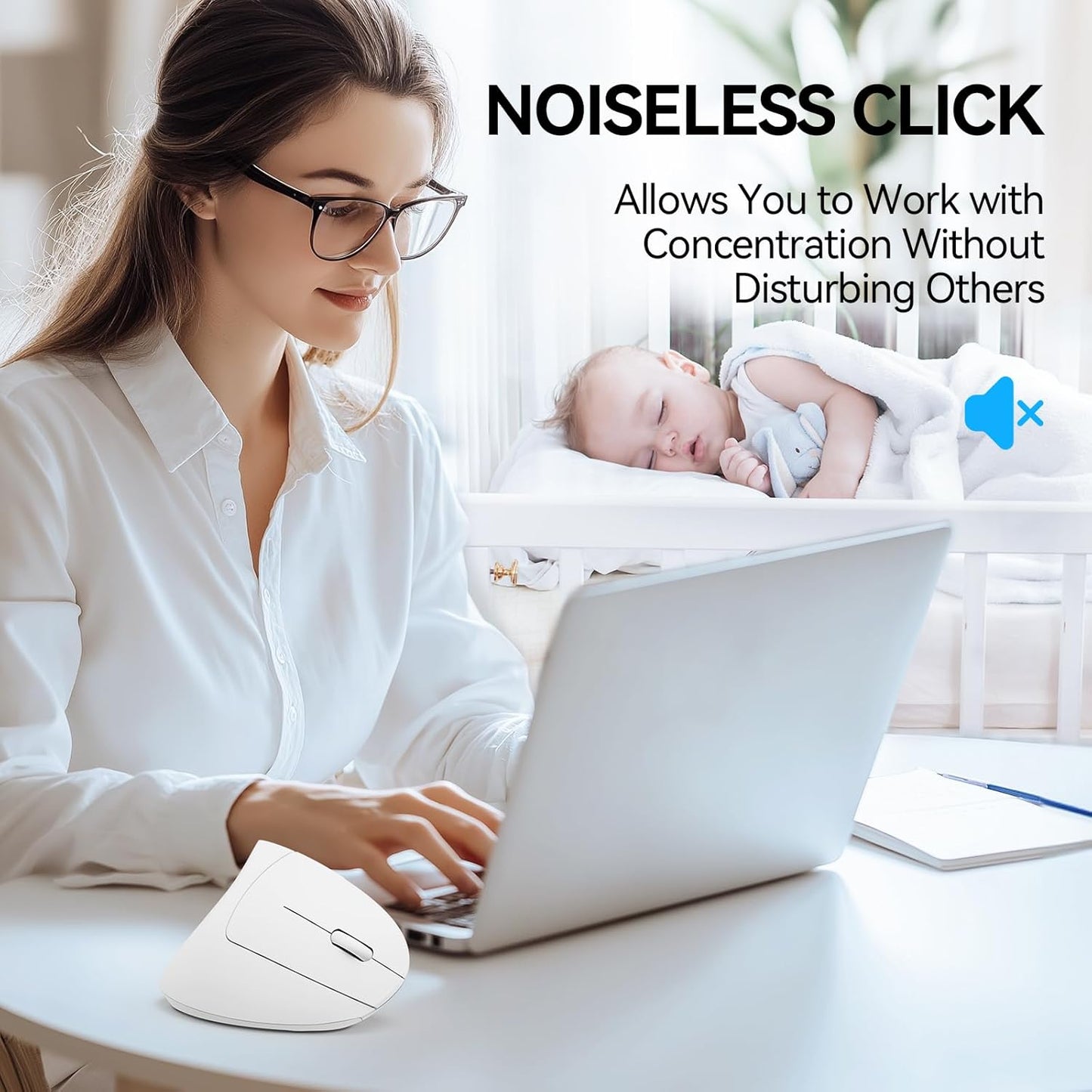 TECKNET Ergonomic Mouse, Wireless Bluetooth Vertical Mouse, 4800 DPI Optical Tracking, 6 Adjustable DPI, Quiet Clicks, 2.4GHz with USB A Receiver, 12 Months Battery, 6 Buttons, Wide Compatibility
