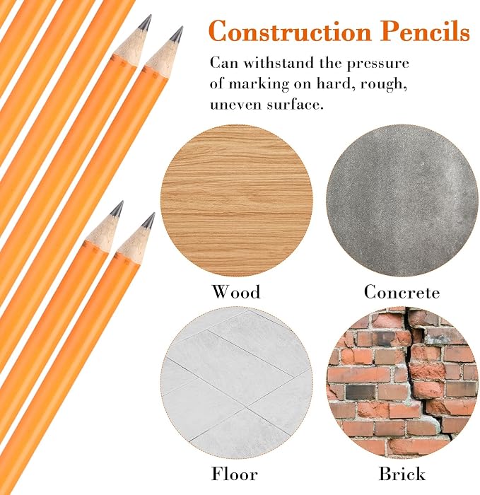 Fainne 96 Pcs Jumbo Pencil with Black Core Cedar Wooden Pencil with Eraser for Carpenters Students Teachers School Construction Woodworkers Beginners Office Workers (Orange,Classic)