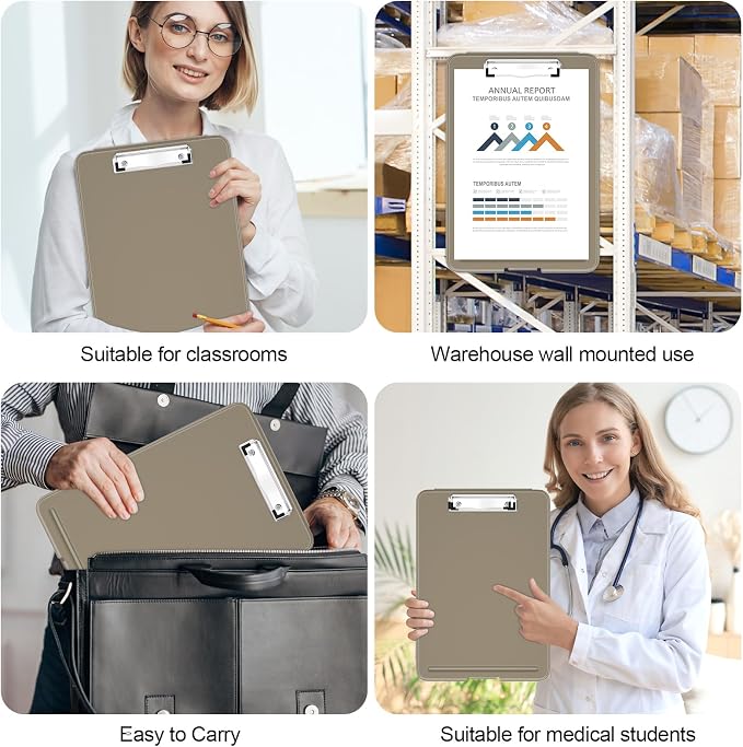 Hongri Clipboard with Storage, 8.5 x 11 Clip Board Foldable, Brown | Bottom Opening, Size 13.4 x 9.4 X 0.9 in for Nurses, Teacher, Students, Classroom, School & Office Supplies