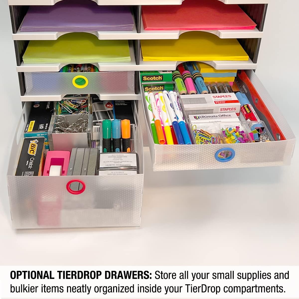 Ultimate Office TierDrop Desktop Organizer/Forms Sorter, 6-Compartments with Optional Add-On Tiers for Easy Expansion, Gray w/Black