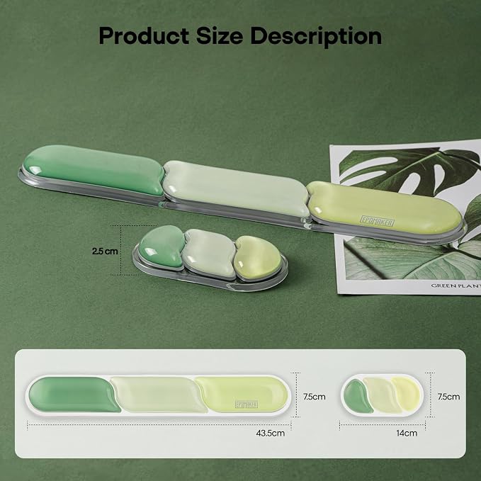 EPOMAKER CloudGel Wrist Rest for Keyboard and Mouse, 2 Pieces | Silicone Wrist Support, Anti-Slip Rubber Bottom, Ergonomic Design, Suitable for Office/Computer/Laptop/Gaming (Green)