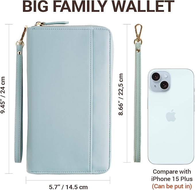 Travel Document Organizer - RFID Passport Wallet Case Family Holder Id Wristlet