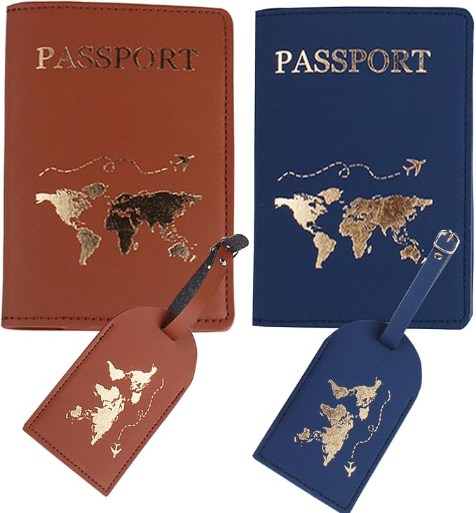 Passport Wallets Travel Holder Set, Anniversary, Valentines Day gift for Couple,Honeymoon gift,Bridal Shower Gift,Slim Passport Case