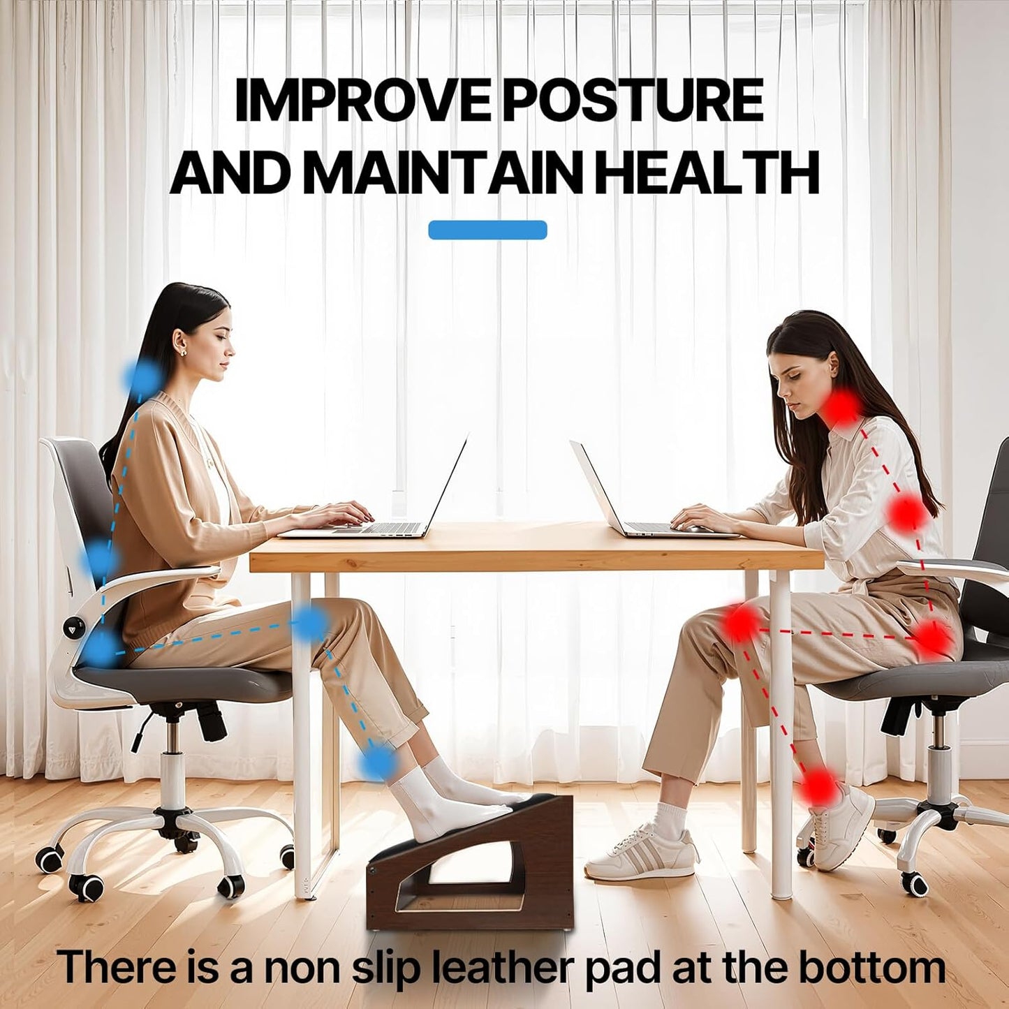 Ergonomic Foot Rest, 4 Adjustable Height Foot Stool,Footrest Under Desk, Soft Cushions, Foot Rest Office,Improving Posture, Promoting Blood Circulation(Espresso)