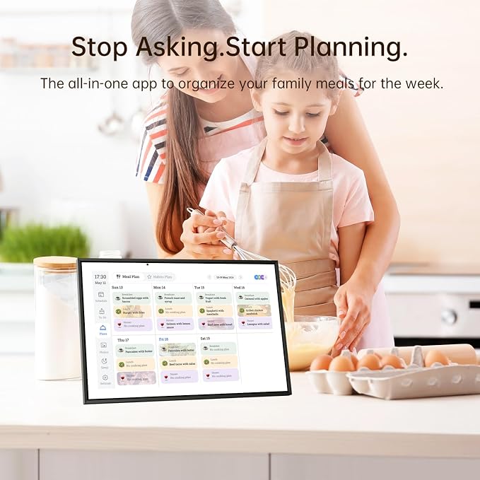 10.1" Digital Calendar – Touchscreen Smart Family Planner, Black | No Subscription Smart Calendar, Interactive Chore Chart, Digital Photo Frame, Syncs with Google Calendar, Wall & Desktop Use