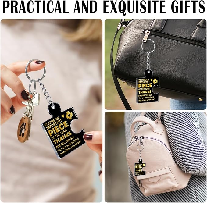 Team Appreciation Gifts Bulk Thank You Keychains for Coworkers | Gift Set for Employee, Staff, Teachers, Teamwork Puzzle Piece Keyring, Acrylic