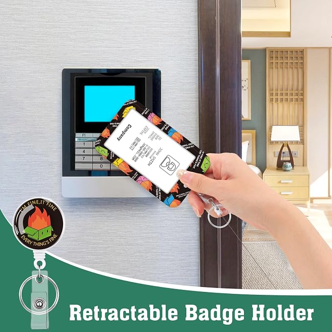 3 Set Dumpster on Fire Badge Holder with Retractable Reel, Retractable ID Badge Holders with Clip Name Key Card Holder Case for Nurse Doctor Teacher Office School