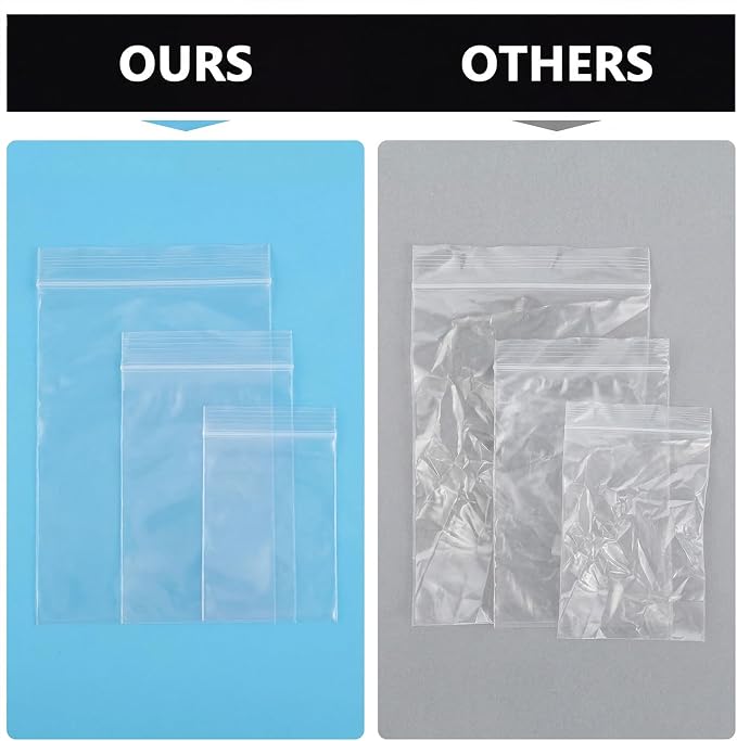 500 PCS Small Plastic Bags for Jewelry 2x2 2x3 3x4 Inch Mini Clear Plastic Poly Bag 2 Mil with Resealable Lock Seal Zipper for Storage Gifts Candy Screws