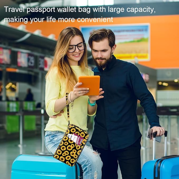 Family Passport Holder Wallet RFID Blocking Document Organizer | PU Leather Mulit-purpose Travel Wallet Credit Cards Case for Women Men