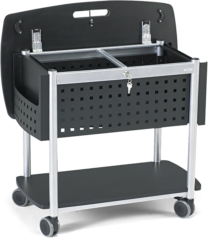 Safco Scoot Mobile File Cart with Work Surface, Fits Letter and Legal-Size Hanging Folders, Includes a Locking Lid & Key
