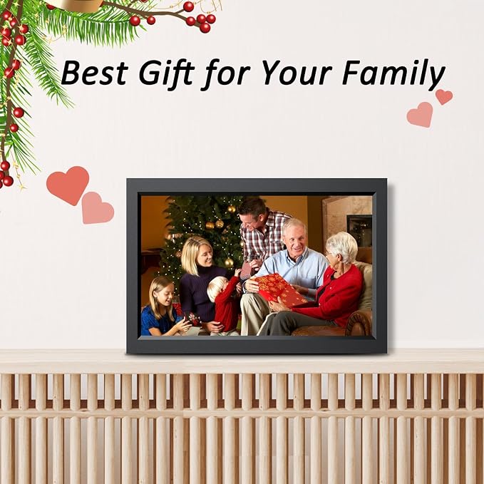 15.6 Inch Large Digital Picture Frame, 32GB WiFi Digital Photo Frame, 1920 * 1080 FHD IPS Touch Screen, Auto-Rotate, Wall-Mounted, Easy to Share Photos via Uhale APP, Gift for Family