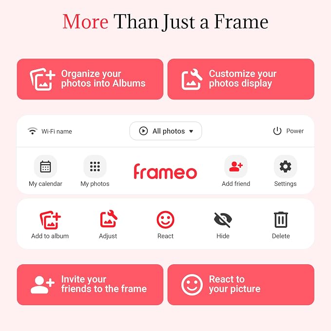 Frameo Digital Picture Frame – 10.1 Inch Smart Wi-Fi Photo Frame with Easy App Connection, Gift for Women, Mom, Grandma, Wife, Girlfriend, Wedding Share Memories Instantly via Free App