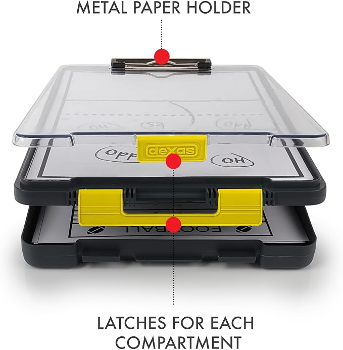 Dexas Clearview Clipcase Clipboard, 13.75 x 9.5 in, Gray/Yellow. See Papers Clearly Outdoors, Stay Organized & Dry. Ideal for Coaching, Teaching, homeschooling, Art, Trades & Medical pros(Pack of 6)