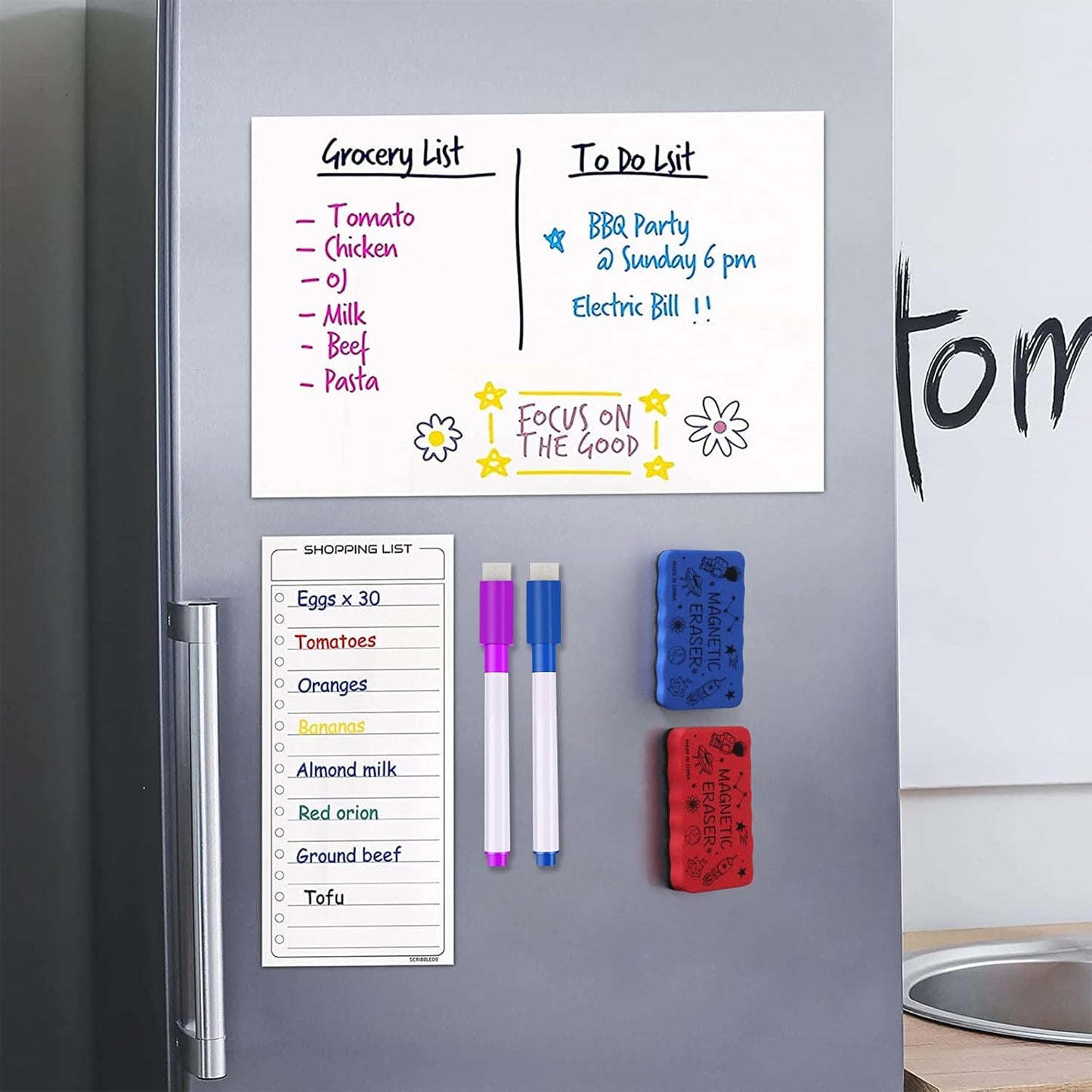 IHPUKIDI Dry Erase Eraser, Magnetic Whiteboard Eraser 8 Pack White Board Erasers, Dry Eraser for Whiteboard, Chalkboard, and Glass, Perfect for Classroom, Home, Office,4 Colors