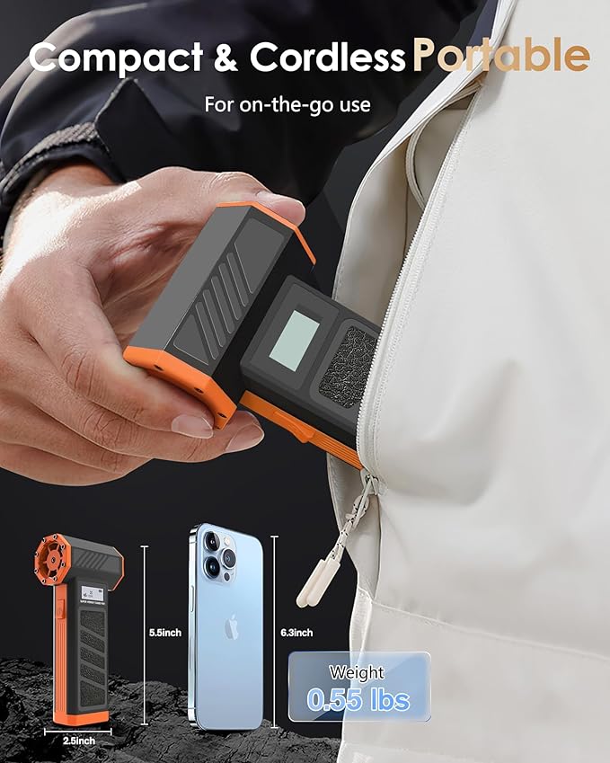 Electric Air Duster - OVVGO Compressed Air Duster Cordless Air Blower Rechargeable, 130000RPM 4-Gear Adjustable Dust Blower with LED Light Portable Duster for Cleaning Computer Keyboard Car Outdoor