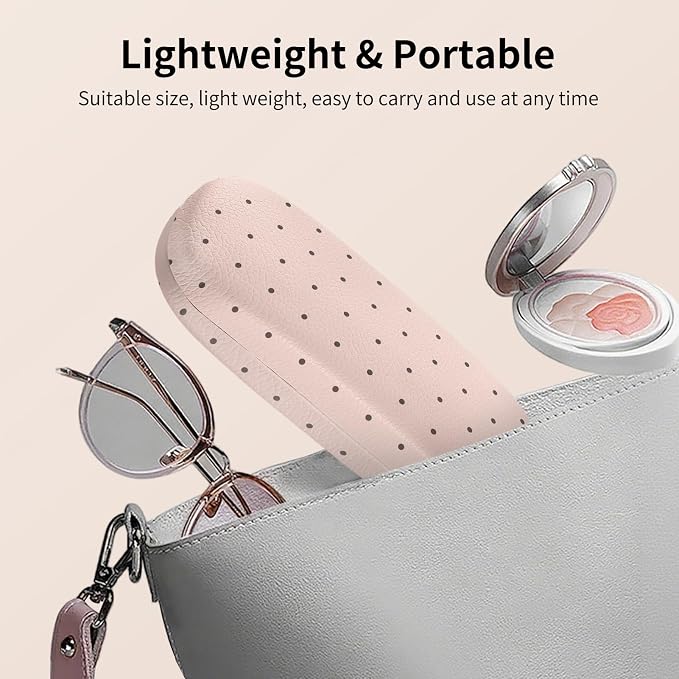 Glasses Case Hard Shell, Cute Sunglasses Case for Women Leather Protective Case for Eyeglass with Cleaning Cloth