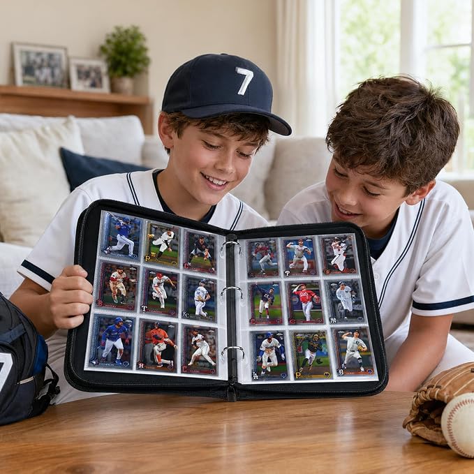 Baseball Card Binder,9 Pocket Trading Card Zip Binder, 1080 Pockets Holder Sheets Display Storage Protectors,Baseball