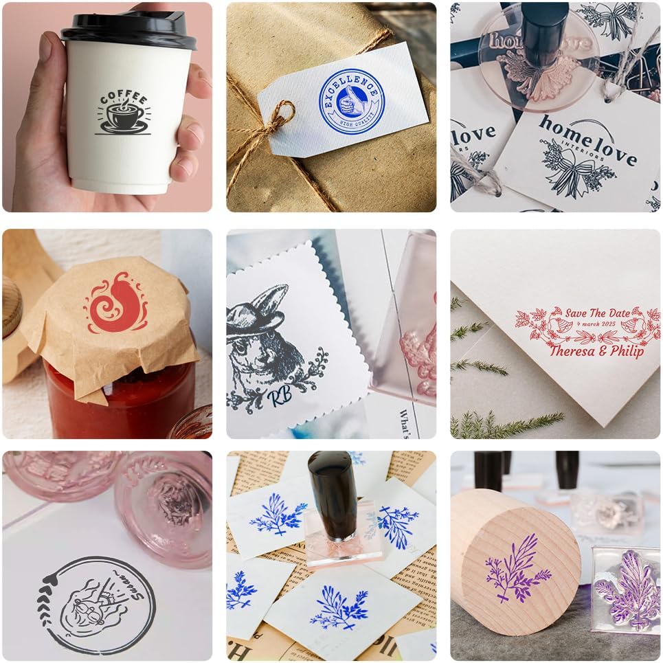 Personalized Logo/Address/Name Stamps -Custom Wooden Rubber Stamp, Multiple Sizes Stamps for Business (Rectangular Stamp)