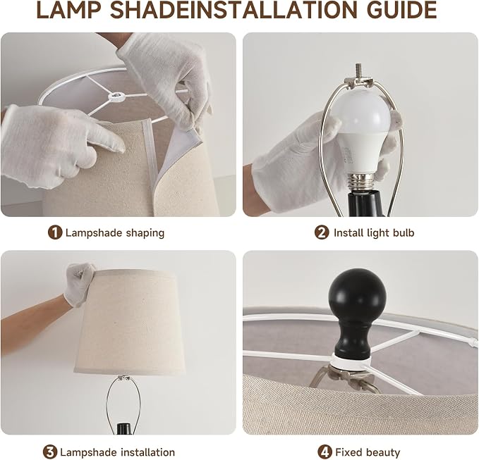 Terpsichore Modern Farmhouse Table Lamp Bedside Reading Lamps Living Room End Tables Set Lamps for Night Stands Bedroom Night Lamp,High 26.26 Inch,Black,with Fabric Lamp Shade,Bulb Not Included