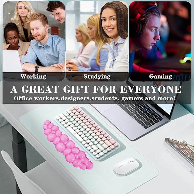 Gel Cloud Keyboard Wrist Rest, Cute Wrist Support and Arm Support Keyboard Rest for Keyboard Typing Pain Relief,Suitable for Office/Computer/Laptop/Gaming(Keyboard Wrist Rest Pink)