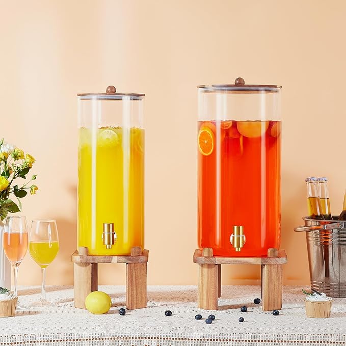 3 Gallon Extra Large Drink Dispenser for Parties,Glass Beverage Dispenser with Stand,Water Drink Dispenser with Airtight Valve,Lemonade Dispenser for Fridge,Water, Juice,Cocktails,Ice Tea & Sun Tea