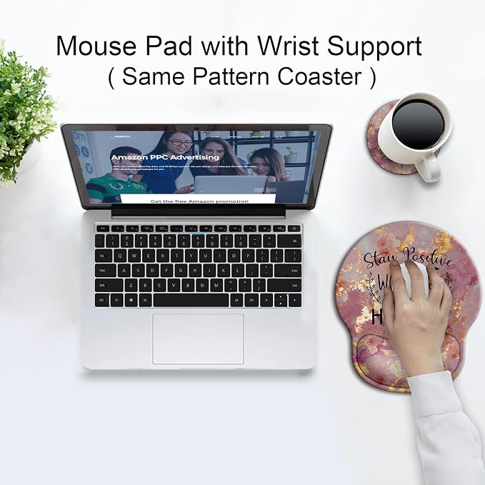 Ergonomic Mouse Pad with Wrist Rest Support,Gel Mouse Pads for Desk | Big Mousepad With Coaster Non-slip & Pain Relief for Computer, Home&Office Desk Decor
