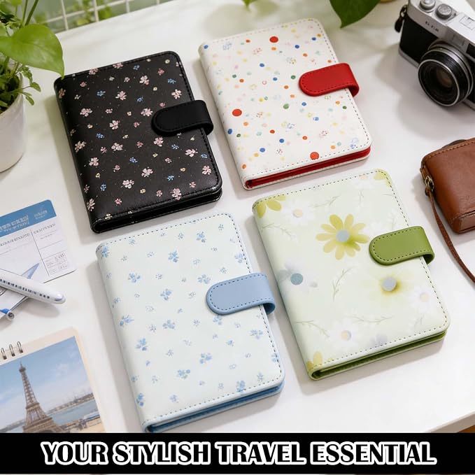 Melsbrinna Rfid Passport Holder for Travel women/Men, Cute Passport Wallet Rfid Blocking Card Slots, Rfid Passport Cover/CaseTravel Wallet, Passport Book Holder (1, floral black)