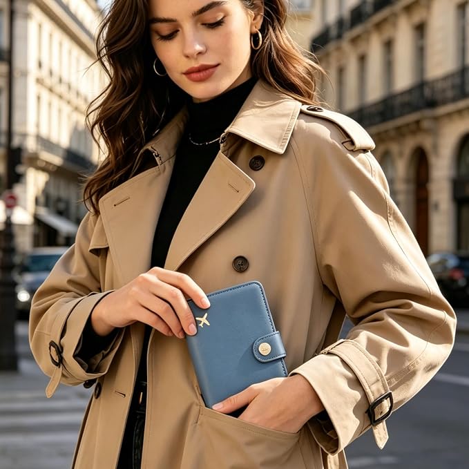 Passport Holder RFID Blocking Travel Wallet, Denim Blue | Passport Cover with Multiple Card Slots, Water-Resistant & Easy-Carry, Must-Have Travel Accessory for Men & Women.