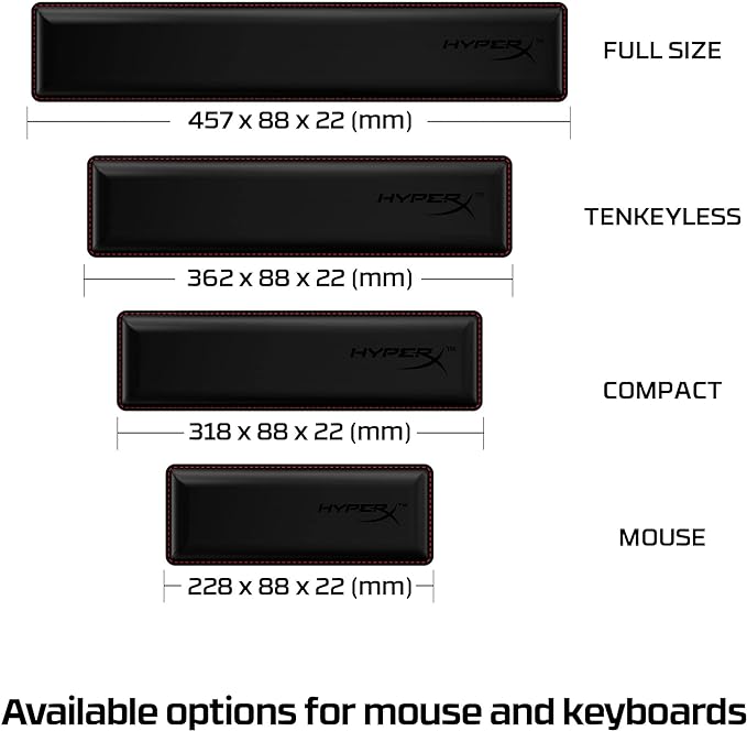 HyperX Wrist Rest – Compact – Cooling Gel – Memory Foam – Anti-Slip,Black