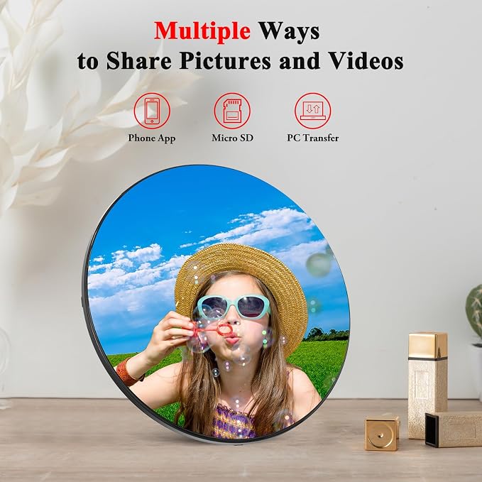 Frameo Digital Picture Frame WiFi Calendar 10.1" Mirror 3-in-1 Touchscreen Photo Frame, Auto-Synced Calendar, Share Photos & Videos via App, 32GB Wall/Tabletop for Parents Grandparents Home Gifts