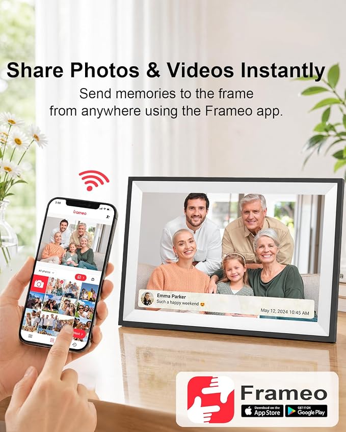 Frameo 15.6 Inch Smart WiFi Digital Picture Frame | 1080P HD IPS Touch Screen Digital Photo Frame, Wall Mountable, Instantly Share Photos & Videos via Frameo App from Anywhere
