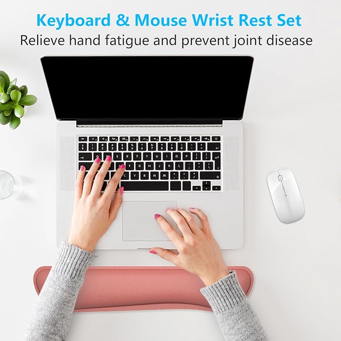 Dapesuom Enlarge Keyboard Wrist Rest, Memory Foam Keyboard Wrist Cushion for Computer Desk Mats Support, Typing Pain Relief Ergonomic Mouse Pad Rests with Non-Slip Base for Gaming, Laptop, Indian Red