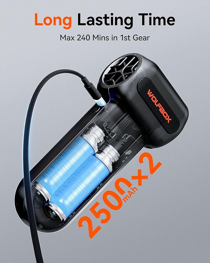 WOLFBOX MF60 Compressed Air Duster-110000RPM Super Power Electric Air Duster, 3-Speed Adjustable Rechargeable Cordless Air Blower with Fast Charging for PC Keyboard Cleaning, Car, Home, 5 Nozzle