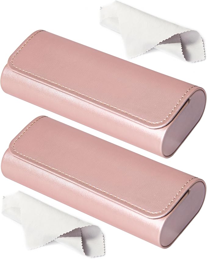 RayLove Hard Shell Glasses Case, Lightweight Leather Eyeglass Case, Travel-Friendly Sunglasses Protector for Men & Women