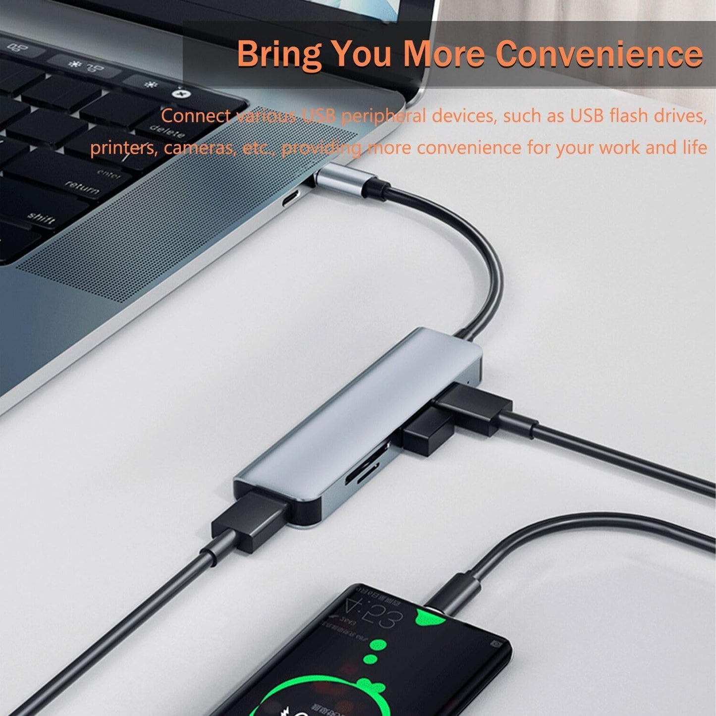 VIENON 5 in 1 Aluminum USB-C Hub with Memory Card Reader and 3 USB 3.0 Ports, for PC, Laptops, MacBook Pro/Air, iMac Pro, Surface and Tablet