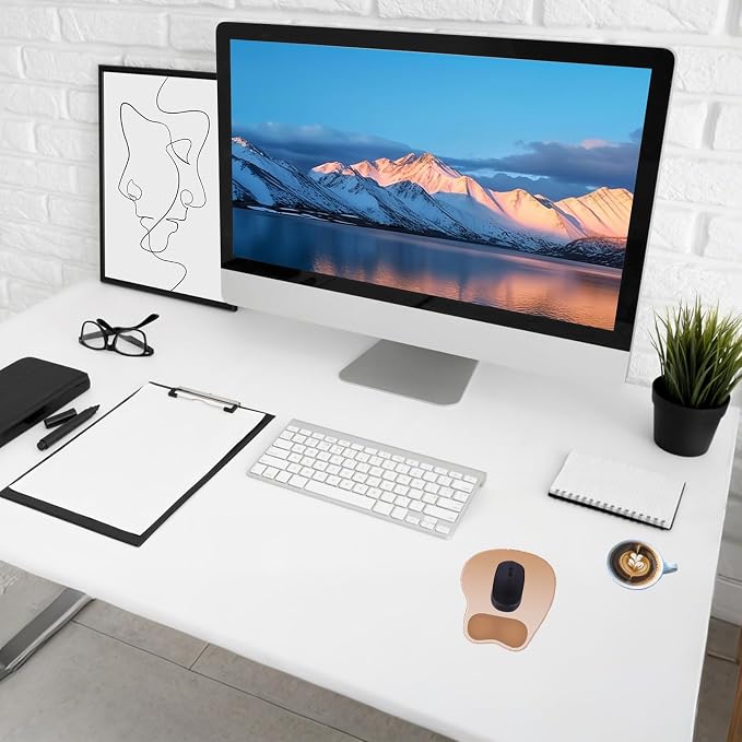 Ergonomic Mouse Pad,Non Slip Mousepad Wrist Rest Support for Office, Computer, Laptop & Mac(A-Light Brown)
