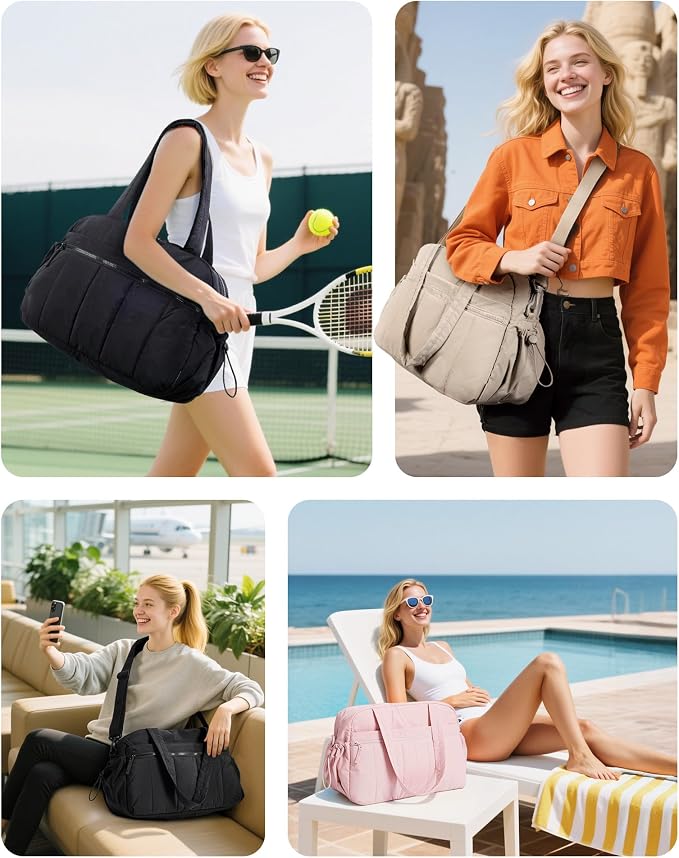 BAGSMART Duffle Bag for Travel, Gym Bag for Women, Weekender Carry on | PVC Wet Pocket, Airline Approved Personal Carry-on Size, Fits Under-seat, One Bag for Gym, Travel, Hospital, Overnight