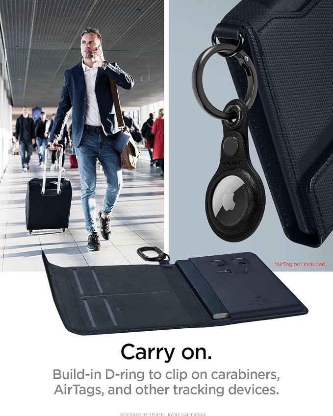Spigen Life Passport Card Cover Holder, RFID Blocking | Travel Document Organizer, SIM Card Pin Included - Black