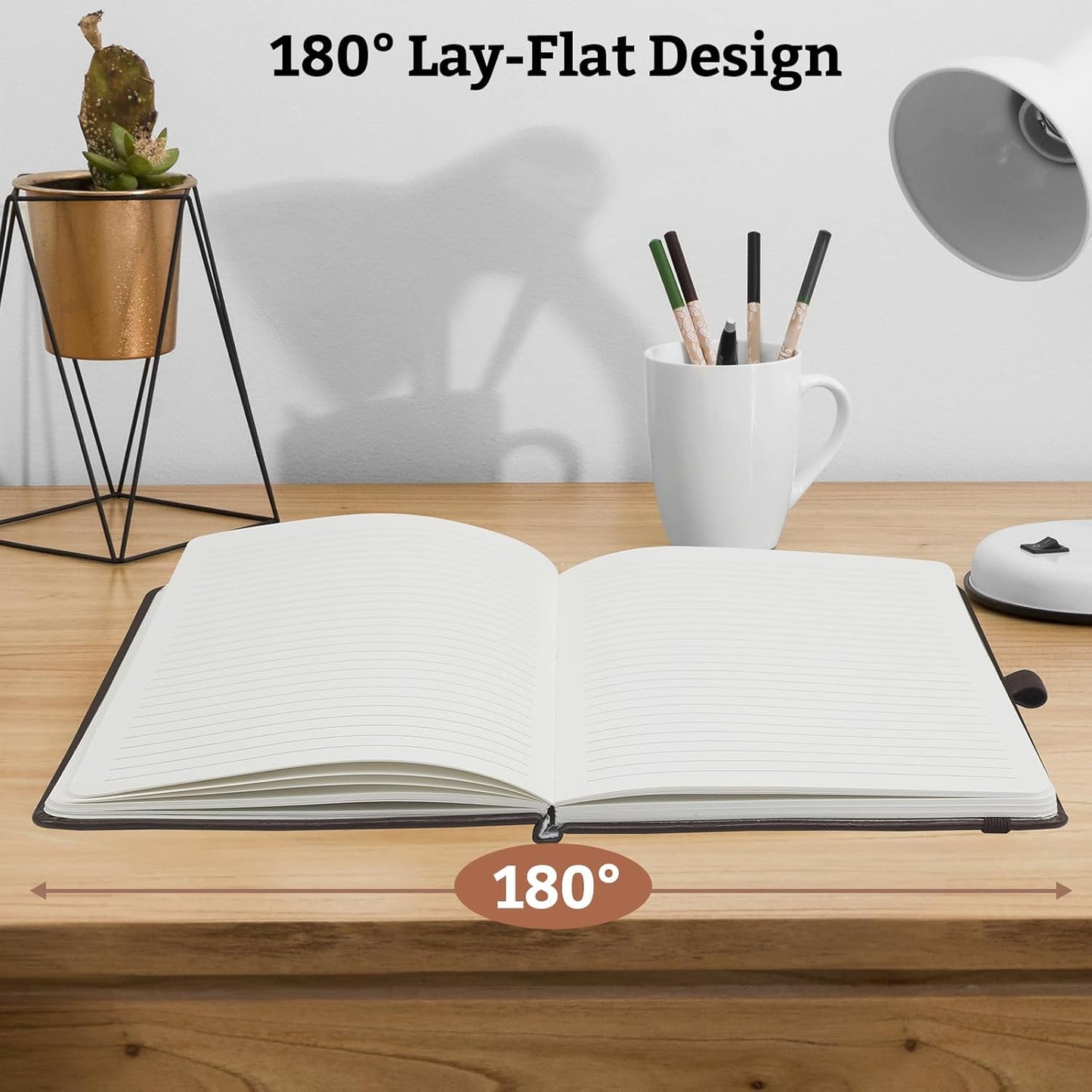2Pack Lined Hardcover Journal Notebook, A5 192 Pages 100Gsm Thick Paper College Ruled for School,Note Taking,Work,Diary,5.7"*8.3",Brown