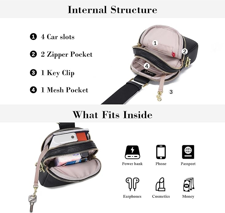 Anti Theft Crossbody Bag for Women, Small RFID Blocking Sling Purse with Zipper Lock for Travel, Vegan Leather