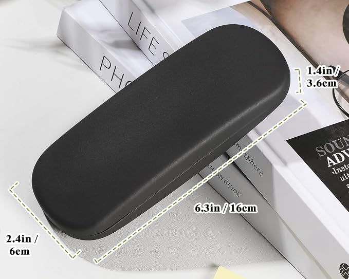 MoKo Hard Shell Eye Glasses Case, PU Leather Eyeglasses Cases with Cloth