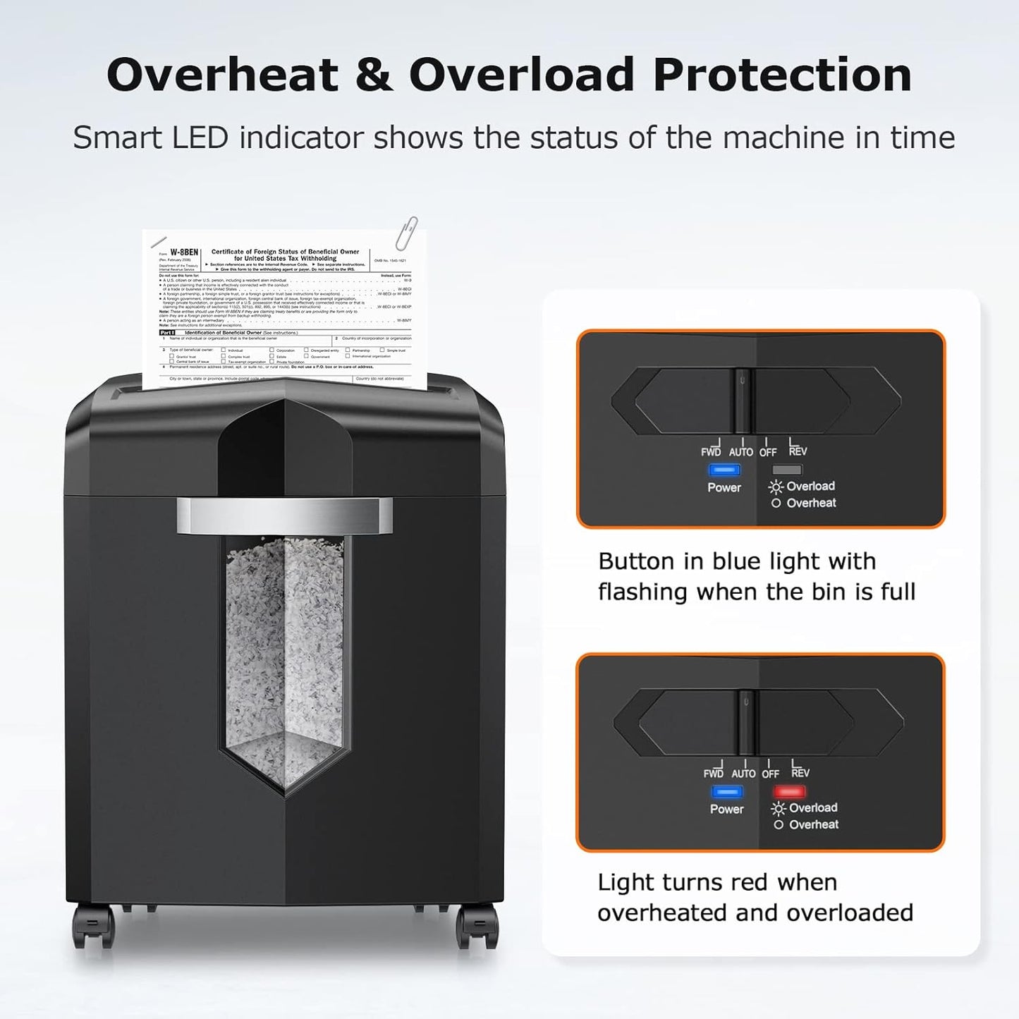 Bonsaii 12-Sheet Micro Cut Shredders for Home Office, 60 Minute P-4 Security Level Paper Shredder for CD, Credit Card, Mails, Staple, Clip, with Jam-Proof System & 4.2 Gal Pullout Bin C266-B