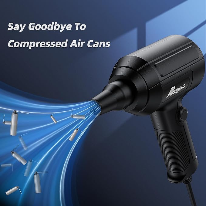 ATEngeus Air Duster, Stepless Speed Electric Air Duster, Multi-Use Compressed Air Duster, Keyboard Cleaner, Replace Canned Air, Air Blower for Clean Dust, Hairs, Laptop, PC