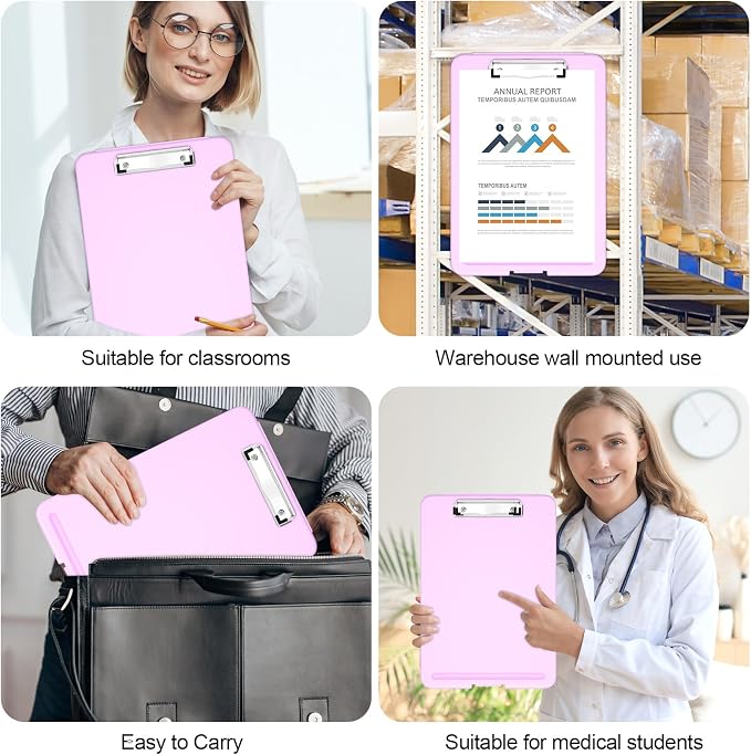 Hongri Clipboard with Storage, 8.5 x 11 Clip Board Foldable, Pale Pink | Bottom Opening, Size 13.4 x 9.4 X 0.9 in for Nurses, Teacher, Students, Classroom, School & Office Supplies