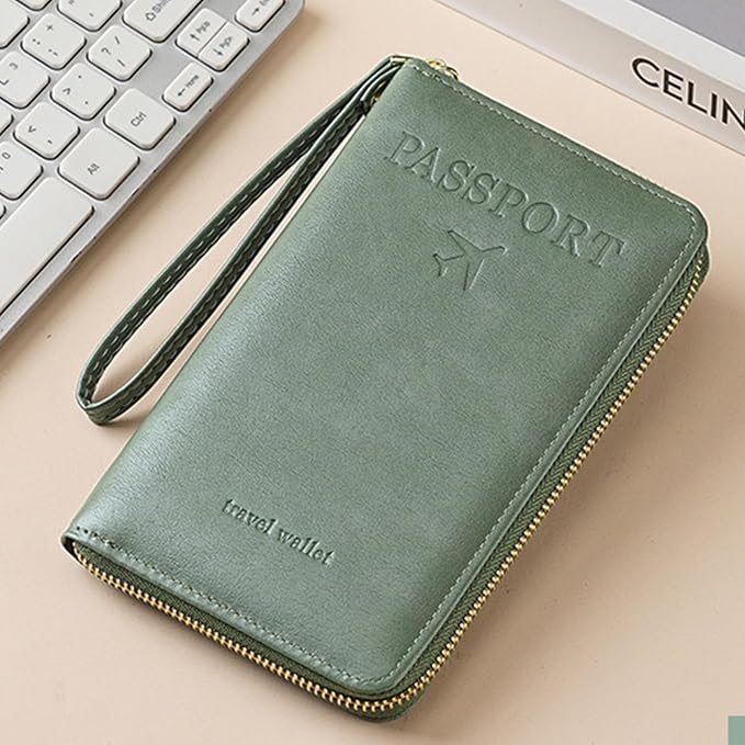 Passport Holder for Travel Women and Men RFID Blocking Passport Holder with Zipper Multi-functional Passport Wallet Passport Case Passport cover Travel Essentials