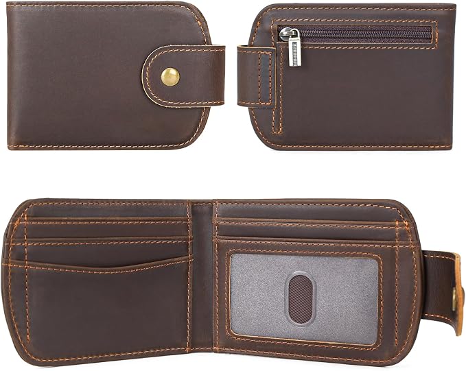 Polare Slim Curve Front Pocket RFID Blocking Italian Real Leather Bifold Wallet for Men (Dark Brown(Snap Version))