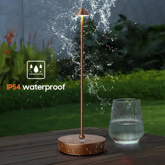 2P Cordless Rechargeable Led Table Lamp Battery Operated Light Coffee | Desk Lamp Touch 3 Color Dimming Portable Outdoor Waterproof Table Light for Patio/Restaurant/Dining/Home