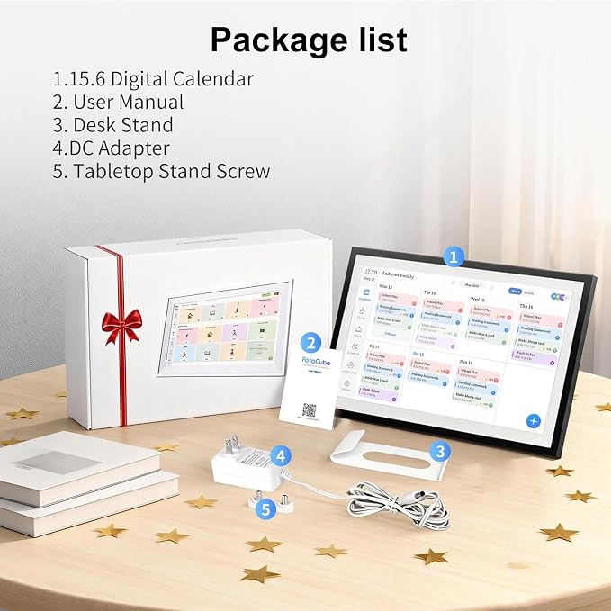 Digital Calendar Wall Touch Screen 15.6" HD Smart Family Planner | Whole-Family Schedule Sync, Chore Rewards & Meal Planning, Zero Subscription Fees, Photo Frame