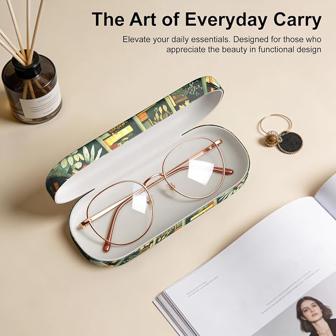 Hard Shell Leather Sunglasses Case,Classic Fashionable Cute Large Glasses Case for Women Men,Sunglass Eyeglasses