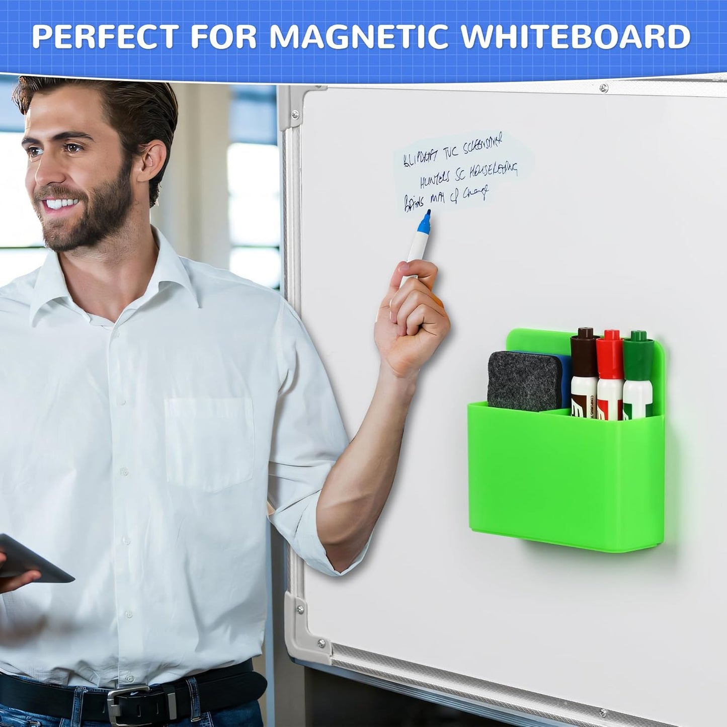 Magnetic Dry Erase Marker Holder, Magnetic Pen Holder for Fridge, Magnetic Marker Holder, Whiteboard Marker Holder for Locker Accessories, School, Office, Home, Magnetic Cup,1 Pack, Green
